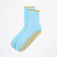 SUCKR  blue frill grip socks, front photo