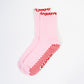 SUCKR Pink frill grip socks, front side